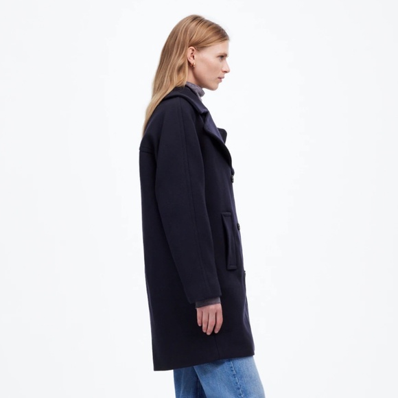 New MADEWELL Size XS Oversized-Collar Peacoat in Insuluxe Fabric Navy NT129 - Picture 5 of 7